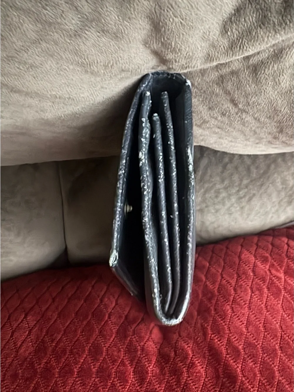 Authentic Prada Black Saffiano Leather Wallet with unbranded Silver Chain